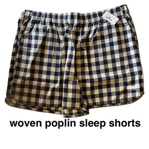 LANDSEND Wms Plus 100% Cotton Poplin Sleep Shorts, Side Pockets, 4.5” Inseam